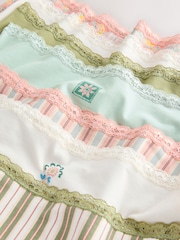 Pink/Green Midi Cotton and Lace Knickers 7 Pack - Image 9 of 10