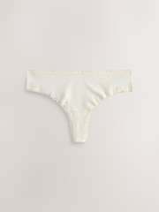 Pink/Green Thong Cotton and Lace Knickers 7 Pack - Image 4 of 10