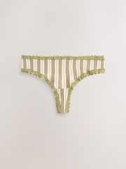 Pink/Green Thong Cotton and Lace Knickers 7 Pack - Image 5 of 10
