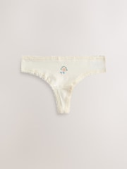 Pink/Green Thong Cotton and Lace Knickers 7 Pack - Image 8 of 10