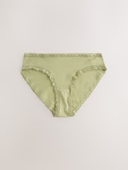 Pink/Green High Leg Cotton and Lace Knickers 7 Pack - Image 3 of 10