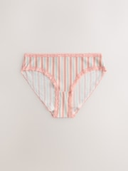 Pink/Green High Leg Cotton and Lace Knickers 7 Pack - Image 6 of 10