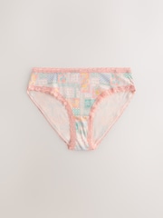 Pink/Green High Leg Cotton and Lace Knickers 7 Pack - Image 7 of 10