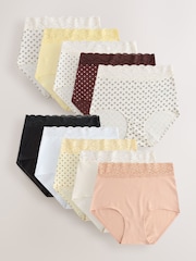 Galben lămâie - set de 10 Pachet din bumbac și Dantelă Șosete scurte - Imaginea 1 din 13