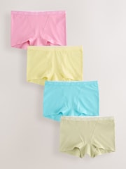 وردي/أصفر/أزرق/أخضر - حزمة سراويل داخلية من 4 قطع مصنوعة من القطن ومزينة بشعار - صورة 1 من 7