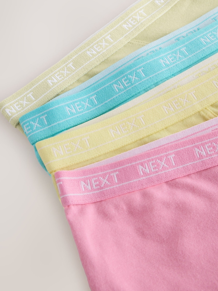 وردي/أصفر/أزرق/أخضر - حزمة سراويل داخلية من 4 قطع مصنوعة من القطن ومزينة بشعار - صورة 7 من 7