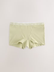 Pink/Yellow/Blue/Green Boyshort Cotton Logo Knickers 4 Pack - Image 8 of 10