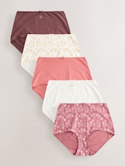 Burgundy Red Full Brief Cotton Rich Knickers 5 Pack - Image 1 of 12