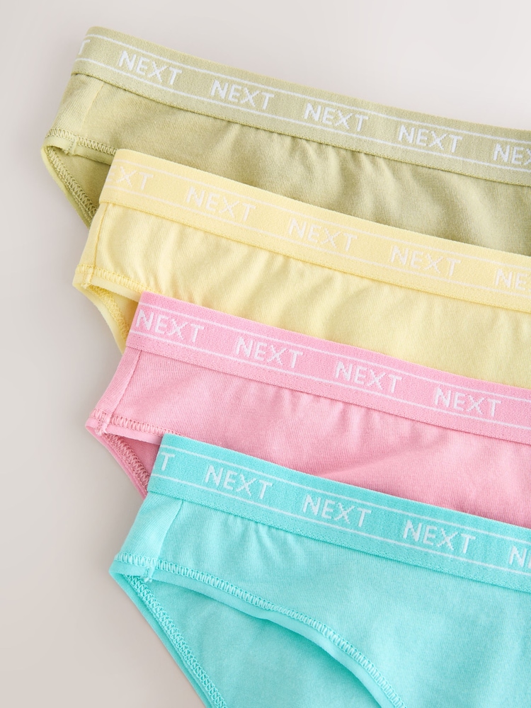 Pink/Yellow/Blue/Green Bikini Cotton Logo Knickers 4 Pack - Image 7 of 7