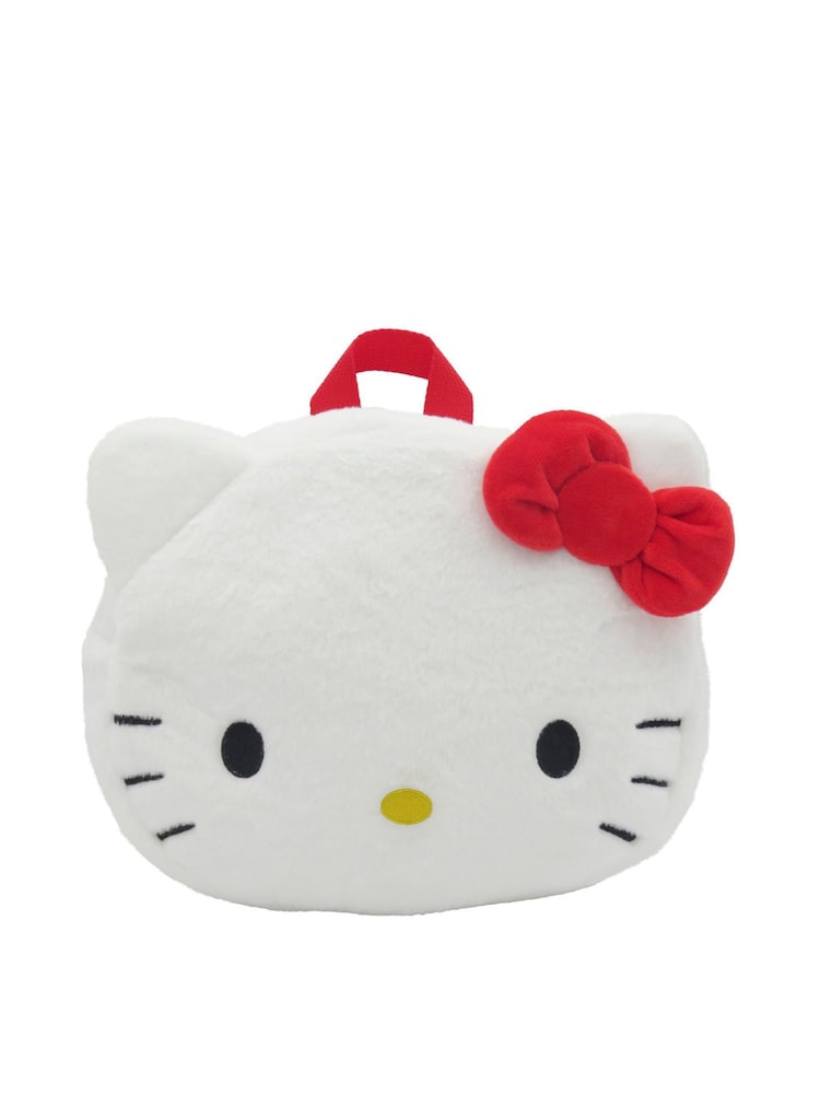 Peers Hardy Sanrio Plush Hello Kitty Face Print White Backpack - Image 1 of 3 Peers Hardy Sanrio Plush Hello Kitty Face Print White Backpack - Image 1 of 3