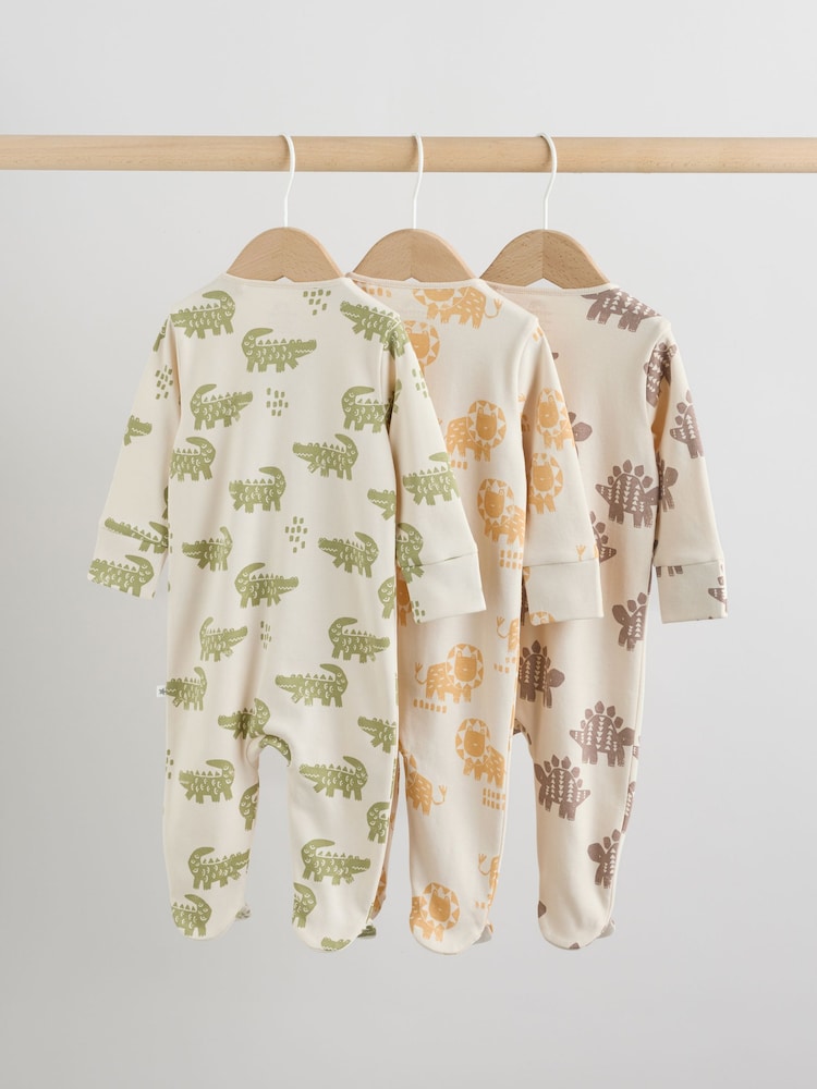 Multi Safari Two Way Zip Baby Sleepsuits 3 Pack (0mths-2yrs) - Image 2 of 13 Multi Safari Two Way Zip Baby Sleepsuits 3 Pack (0mths-2yrs) - Image 2 of 13