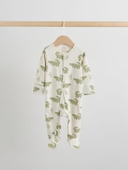 Multi Safari Two Way Zip Baby Sleepsuits 3 Pack (0mths-2yrs) - Image 3 of 13