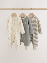 Monochrome Waffle Baby Sleepsuits 3 Pack (0mths-3yrs) - Image 1 of 12