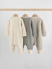 Monochrome Waffle Baby Sleepsuits 3 Pack (0mths-3yrs) - Image 5 of 12