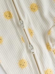 Yellow/Blue Sunshine Two Way Zip Baby Sleepsuits 3 Pack (0mths-3yrs) - Image 10 of 12