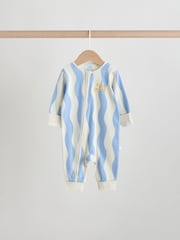 Yellow/Blue Sunshine Two Way Zip Baby Sleepsuits 3 Pack (0mths-3yrs) - Image 2 of 12
