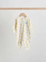 Yellow/Blue Sunshine Two Way Zip Baby Sleepsuits 3 Pack (0mths-3yrs) - Image 3 of 12