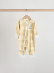 Yellow/Blue Sunshine Two Way Zip Baby Sleepsuits 3 Pack (0mths-3yrs) - Image 4 of 12