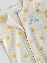 Yellow/Blue Sunshine Two Way Zip Baby Sleepsuits 3 Pack (0mths-3yrs) - Image 9 of 12