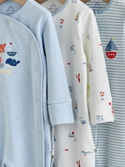 Blue Nautical Baby Sleepsuits 3 Pack (0mths-2yrs) - Image 7 of 13