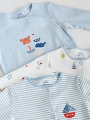 Blue Nautical Baby Sleepsuits 3 Pack (0mths-2yrs) - Image 8 of 13