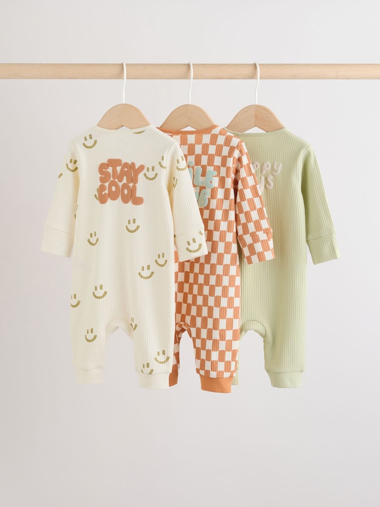 Multi Two Way Zip Baby Sleepsuits 3 Pack (0mths-3yrs) - Image 2 of 13