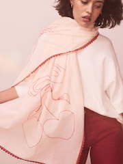 Pink Valentines Embroidered Lightweight Scarf - Image 6 of 9