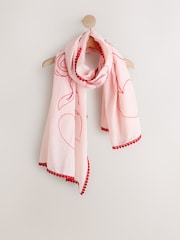 Pink Valentines Embroidered Lightweight Scarf - Image 7 of 9