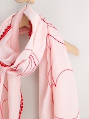 Pink Valentines Embroidered Lightweight Scarf - Image 8 of 9
