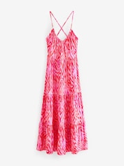 Vestido longo com estampa asteca Sosandar nas costas cruzadas - Imagem 1 de 1