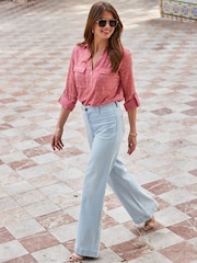 Sosandar Blue Denim Stretch Wide Leg Jeans - Image 2 of 3