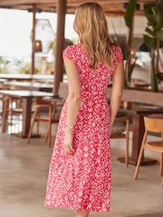 Sosandar Pink Spot Print Faux Wrap Dress - Image 3 of 5