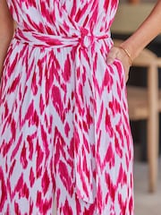 Sosandar Paradise Print Tie Waist Crinkle Jumpsuit - Imagen 3 de 5