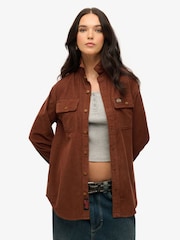 Superdry Brown Oversized Corduroy Workwear Shirt - Image 1 of 3