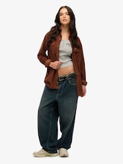 Superdry Brown Oversized Corduroy Workwear Shirt - Image 2 of 3