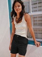 Butter Yellow Premium Ribbed Scoop Tank Vest Sleeveless Top - Image 1 of 4