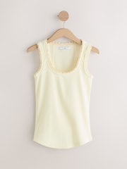 Butter Yellow Premium Ribbed Scoop Tank Vest Sleeveless Top - Image 5 of 7