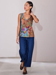 Brown/Blue Floral Modal Slouch Vest - Image 2 of 8