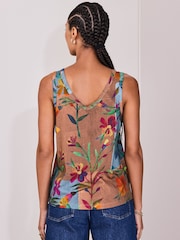 Brown/Blue Floral Modal Slouch Vest - Image 3 of 8