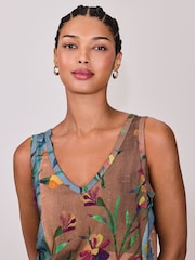 Brown/Blue Floral Modal Slouch Vest - Image 5 of 8