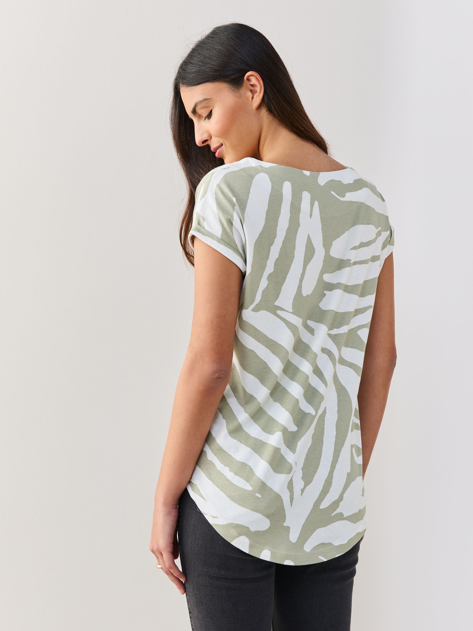 Buy Beige Zebra Print Cap Sleeve Cotton T-Shirt from the Next UK