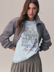 Blue Graphic Heavyweight Short Sleeve Crew Neck T-Shirt - Image 1 of 5