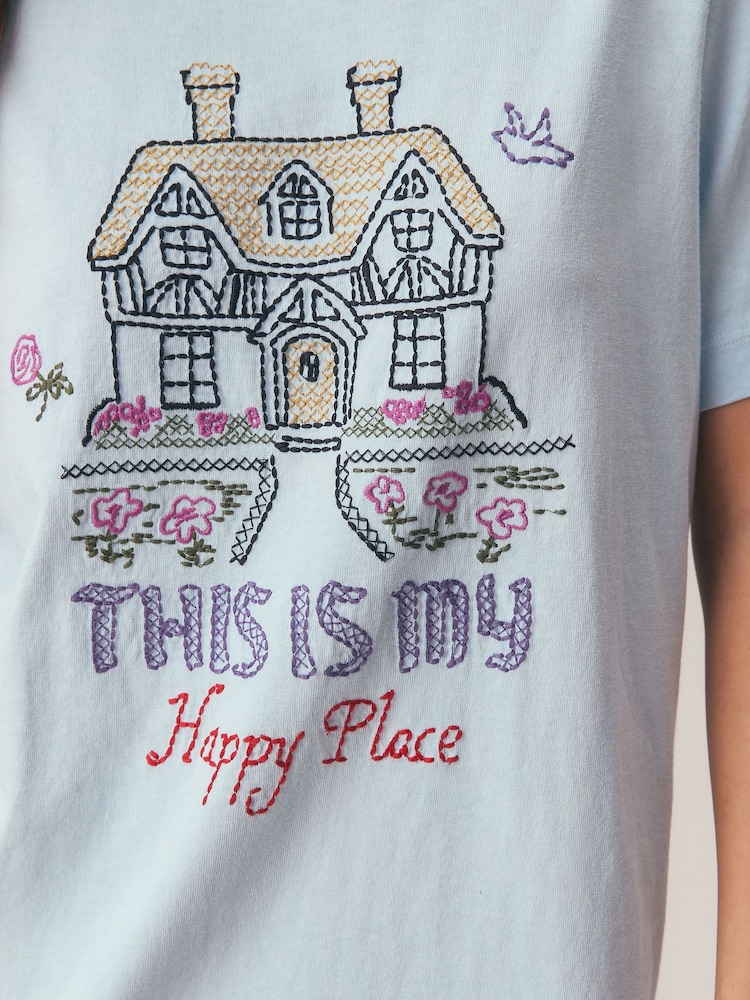 Blue Graphic Heavyweight Short Sleeve Crew Neck T-Shirt - Image 5 of 5