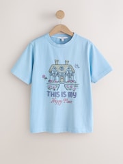 Blue Graphic Short Sleeve Crew Neck T-Shirt - Image 6 of 8