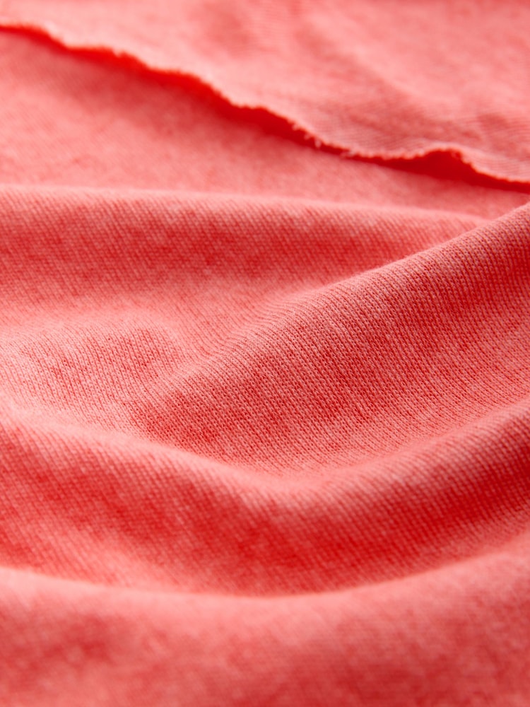 Coral Pink Raw Seam Detail Short Capped Sleeve T-Shirt - Image 7 of 7