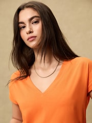 Orange V-Neck Cap Sleeve T-Shirt - Image 2 of 8