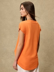 Orange V-Neck Cap Sleeve T-Shirt - Image 5 of 8