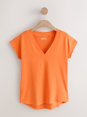 Orange V-Neck Cap Sleeve T-Shirt - Image 6 of 8