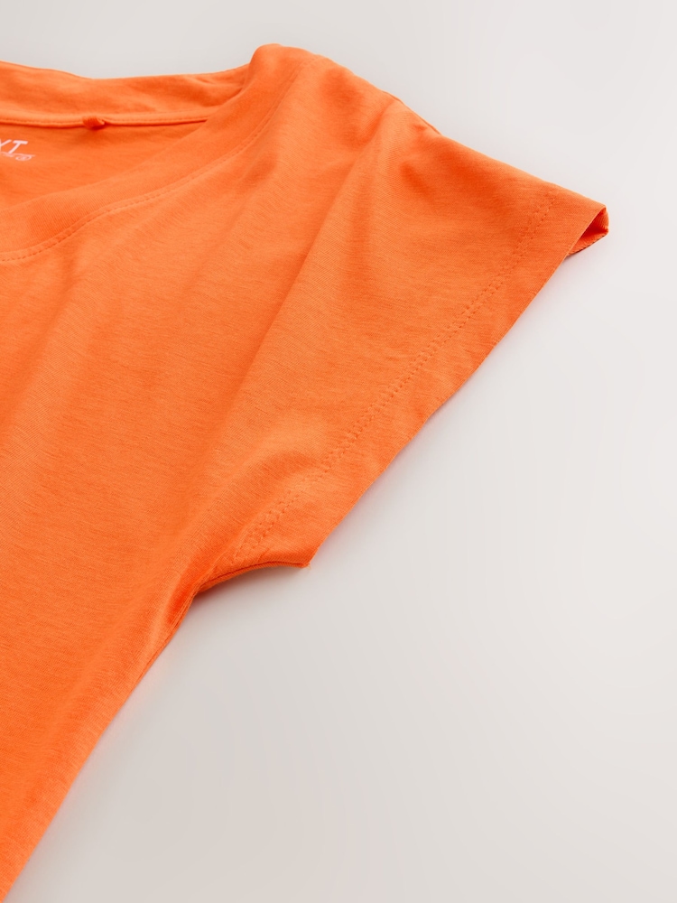 Orange V-Neck Cap Sleeve T-Shirt - Image 8 of 8