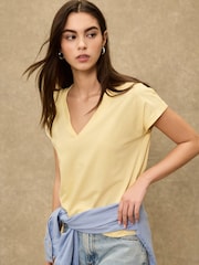 Fluro Yellow V-Neck Cap Sleeve T-Shirt - Image 1 of 7